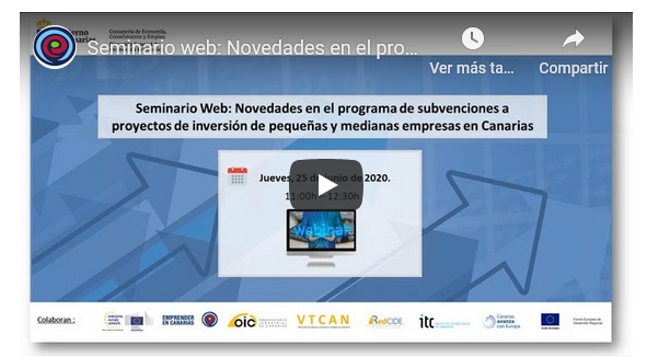 Vídeo y presentación del seminario web novedades del programa de ayudas a la inversión pyme 2020